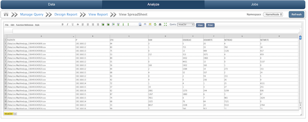 Big Data Spreadsheet Viewer